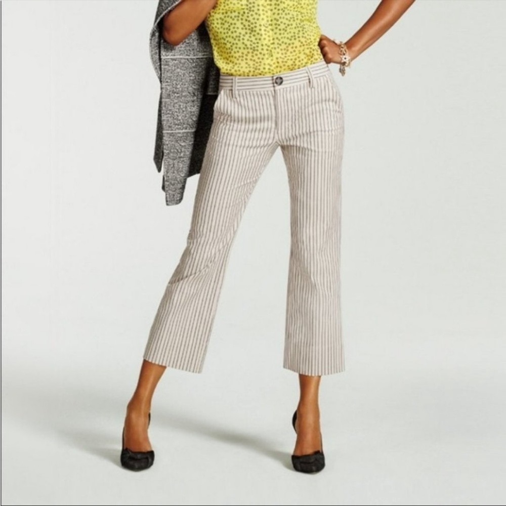 CABI 5316 Tik Tok Crop Striped Stretch Cotton Pant Sz 6